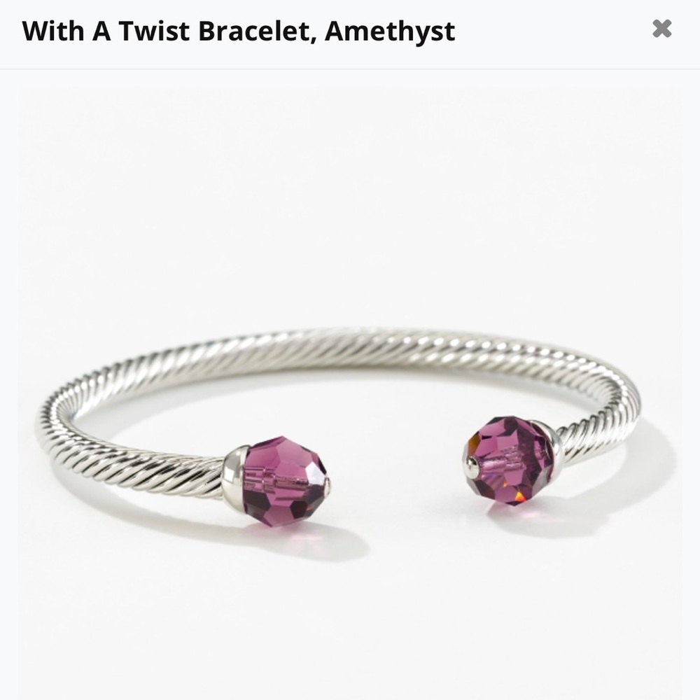 NIB Touchstone Crystal With a Twist Bracelet Amethyst